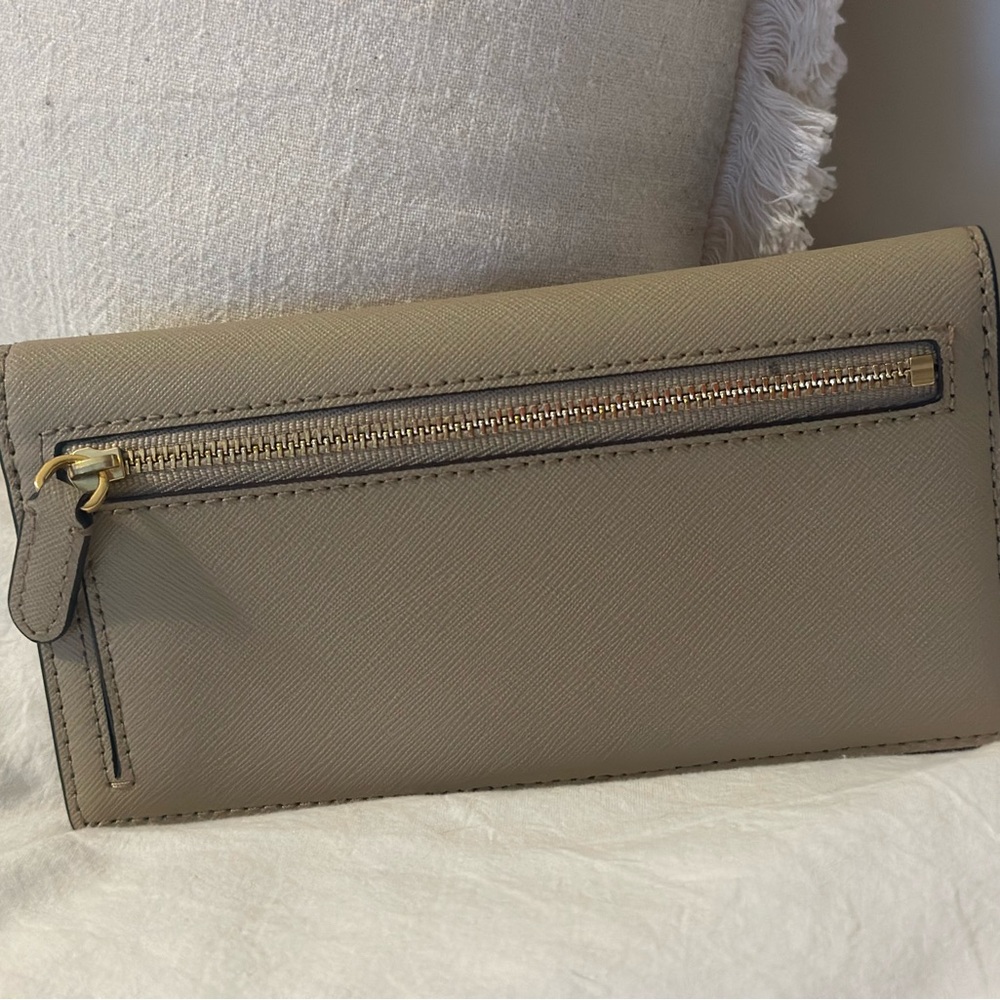 Ralph Lauren Crosshatch Leather Slim Tan Wallet - Picture 2 of 3